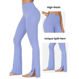 Sunzel Sunzfly Split Hem Flare Leggings for Women, High Waisted Casual Bootcut Flared Yoga Pants with Tummy Control 32" Black Medium