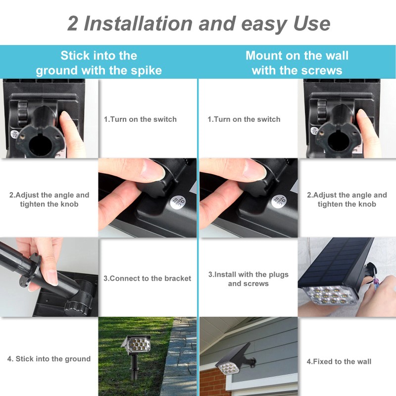 T-SUN 8 PACK Solar Lights Wall Light Outdoor Waterproof Garden