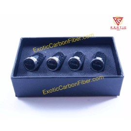 Exotic Carbon Fiber AMG Silver Letters with Black Background Carbon Fiber Tire Valve /Stem Caps
