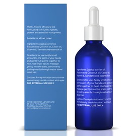 PURE. HAIR OIL - 100% Natural; Hydrating Hair Oil, Hair Growth Oil, Scalp Oil. With Jojoba Oil, Coconut Oil, Castor Oil, Vitamin E Oil - Vegan friendly.