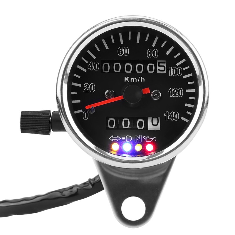 65mm Black Face LED Mechanical Motorcycle Speedometer Odometer Gauge with