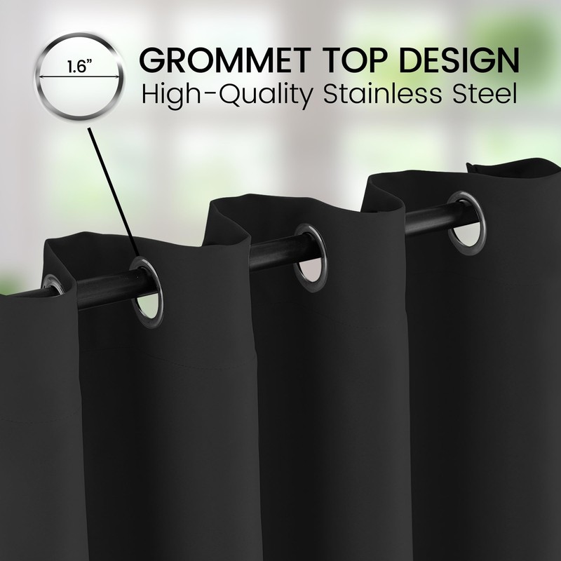 Phating Extra Long Blackout Curtains, Room Darkening Grommet High Ceiling