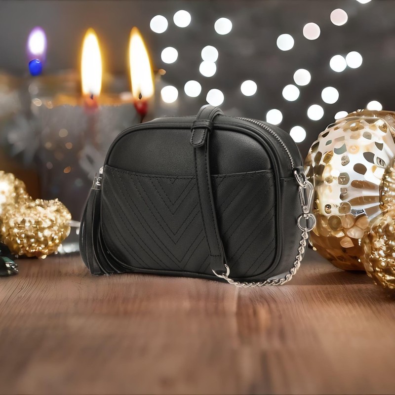 Lola Mae - Bolso bandolera acolchado, diseño moderno, 1a3-negro-plata Hardware