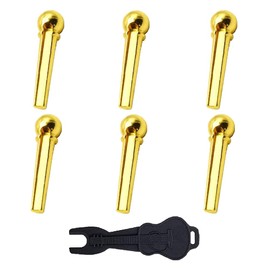 Guitar Bridge Pin Guitar String Metal Acoustic Brass Acoustic String Brass Pin Removal for Guitar Replacement Accessory Music Instrument Parts (6 Pieces, Gold)