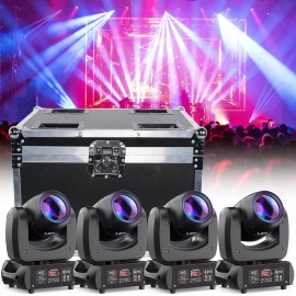 GdjRttk 150W LED Beam Moving Head 18 Prism 8 Gobo Stage Light DMX DJ Spot Party w/Case - 4 IN 1 Flight case