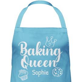 Geschenk mit Namen personalisiert by Shirtracer - Apron - Baking Apron Women - Baking Queen with Name, 4 Light Blue