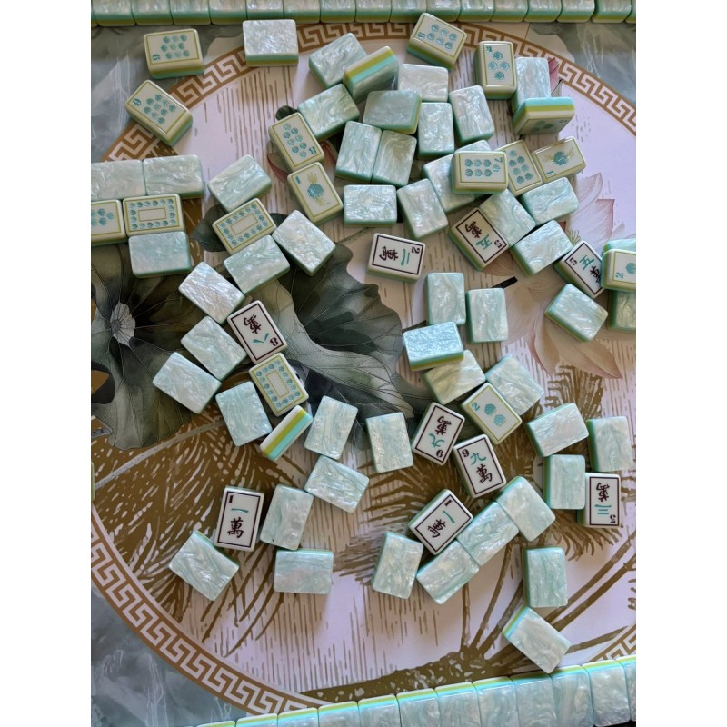 ,Acrylic Luxury Mahjong,American Mahjong Set with 160 Tiles,Aqua Pearl Mahjong