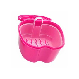 Juliyeh 1 Pcs Denture Case Orthodontic Dental Retainer Box False Teeth Storage Container Denture Cleaning Box with Filter Portable and Easy to Travel (Pink)