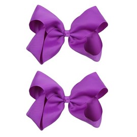 Hair Clips, Classic Hairbow Style, 2 Pack, 6 Inch, Daily Wear for Women, All Hair Types (Purple, 6 Inch)