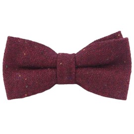 Men's Luxury Wool Pre-tied and Fully Adjustable Bow Tie (Burgundy) - suitable for formalwear, office, weddings, parties, grooms & groomsmen outfits