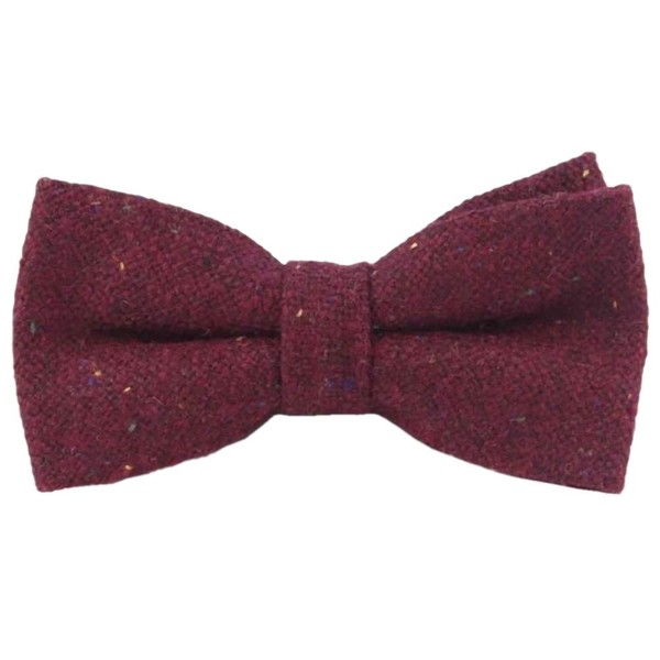 Men's Luxury Wool Pre-tied and Fully Adjustable Bow Tie (Burgundy)
