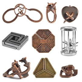 Set of 9 Metal Puzzle Games for Adults, Metal Puzzle Games for Children, Metal Puzzle Skill Game Toy Gift Set for Adults Teenagers