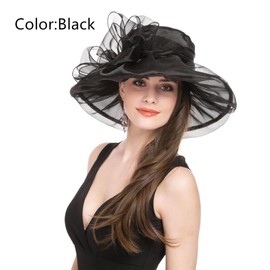 SAFERIN SAFERIN Women's Organza Church Kentucky Derby Fascinator Bridal Tea Party Wedding Hat(GZ-Beige Dot)