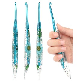 Coopay Pack of 1 Crochet Hook 5.0 mm, Soft Grip Crochet Hooks with Sparkling Floral Pattern, Ergonomic Crochet Hook Resin for Arthritis, Premium Conical Crochet Hooks for Beginners & Professionals Crochet - 5.0 mm