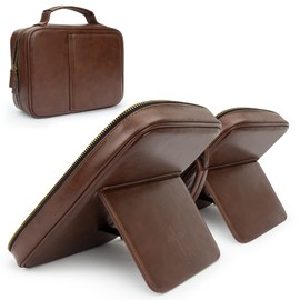 CITYCHASE Bible Covers for Men & Women, Bible Case Carrying Church Bag with Book Stand, Bible Bag with Handle, Zipper and Multi-Pockets for Scripture Study Bible Protector (Dark Brown Leather)