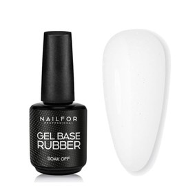 NAILFOR Base Rubber 15 ml – für halbpermanenten Nagellack verstärkt mit starker Haftung, langer Halt, stärkt und schützt natürliche Nägel, auch für Bombing und Mini-Verlängerung (White Glitter)