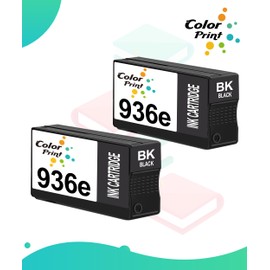 Color Print Compatible 936e Black Ink Cartridge Replacement for Hp 936e Ink for OfficeJet 9122e OfficeJet Pro 9110b 9125e 9128e 9130b 9135e Wide Format 9730e Printer (2-Pack, Black, 4S6V6LN)