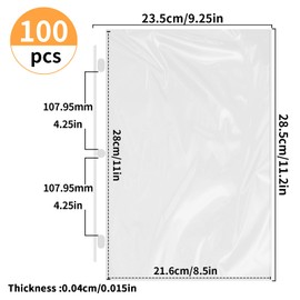Sheet Protectors, 8.5 x 11 inch Page Protectors for 3 Ring Binder, Letter Size Clear Plastic Sleeves for Paper, Documents, 100 Pack