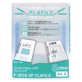 Lihit Lab F3018-5P-8 Plastic File A4 2 Hole Blue