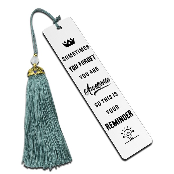 Inspirational Bookmark Gifts for Women Men Friends Coworkers Thank You Farewell Gifts with Tassel Metal Book Mark Bulk for Birthday Christmas Stocking Stuffers Sometimes You Forget Your Awesome Gifts