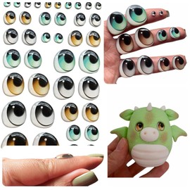 322-M: Assorted 3D Resin Googly & Wiggle Eyes (48 Pcs/24 Pairs, 5mm-22mm, Various Sizes) – Turquoise, Brown, Gray- Self-Adhesive for DIY Crafts, Clay, Felt, Cold Porcelain, Polymer Clay, Amigurumi