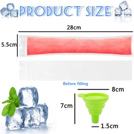 Popsicle Bags, Pack of 100 Water Ice Bags, Popsicle Moulds Bags with Funnel, Mould Bags with a Funnel, Water Ice Moulds, Popsicle Pouches, Ice Pop Pouch, DIY Ice Moulds, Ice Pop Bag