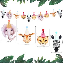 2 banderas de animales en la selva safari de animales de la selva, baby shower, decoración temática de animales del bosque para niños y niñas, suministros para fiesta de cumpleaños