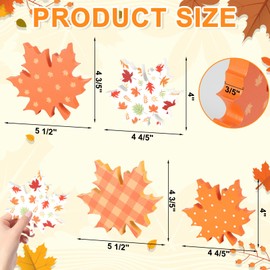 COCHIE Wooden Fall Leaves Decorations for Home Office Indoor, Farmhouse Thanksgiving Table Tiered Tray Decor Set of 4, Vintage Fall Harvest Maple Leaf Block Signs Tabletop Shelf Decoration (Pattern)