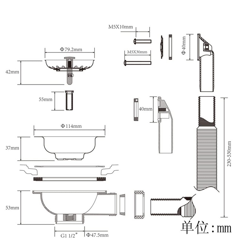 Talea 304 Stainless Steel 5.5 cm Long Screw Kitchen Sink