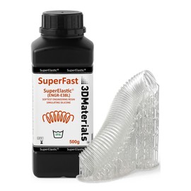 SuperElastic Resina para impresora 3D, suavidad 60 A que simula silicona suave, fabricada en Corea por 3DMaterials (500g, Transparente)