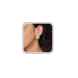 TseenYi Boho Large Flower Earrings Hollow Flower Metal Earrings Gold Exaggerated Floral Earirngs Big Metal Floral Studs Earrings Flower Statement Earrings Flower Filigree Earrings