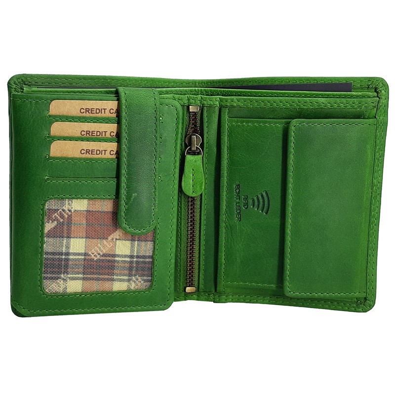 Leather Wallet for Women with RFID Protection Coin Compartment Purse