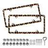 Leopard License Plate Frame - Unobstructed Narrow-Edge 2 Packs Universal