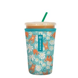 Sok It JavaSok Iced Coffee & Cold Soda Insulated Neoprene Cup Sleeve (Slothing Around, Medium: 22-28oz)