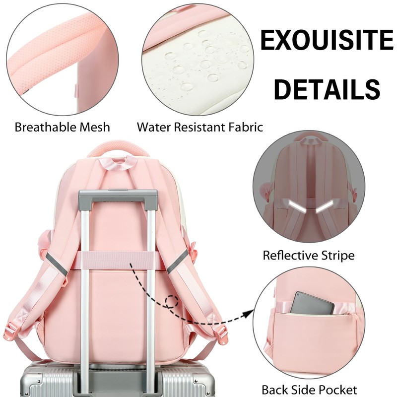 School Backpack for Girls, 3PCS Laptop Backpack 15.6 Inch with