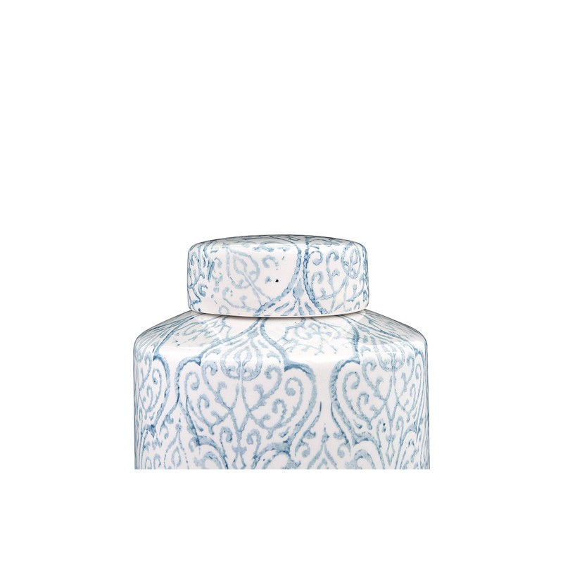 Blue & White Decorative Ginger Jar with Lid