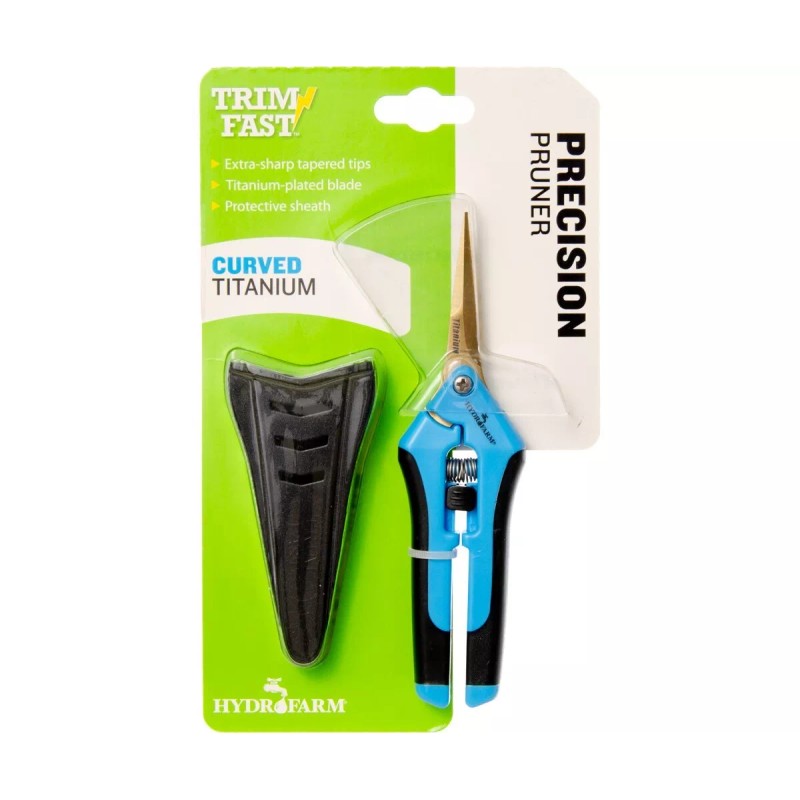 Hydrofarm Precision Pruners, Curved / Straight, Stainless/Tita - Blue Curved