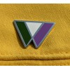 Applicable Pun Genderqueer Flag Triangles Lavender White and Green Enamel