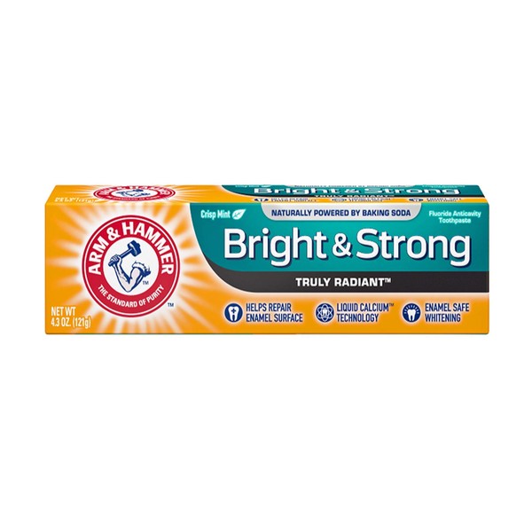 ARM & HAMMER Bright & Strong Truly Radiant Toothpaste, Crisp Mint 4.3 oz (Pack of 9)