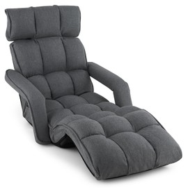 RELAX4LIFE Floor Chair Sofa Bed - Folding Lazy Sofa w/6-Position Adjustable Backrest, Armrests & 8-Level Footrest for Living Room Bedroom, Gaming Floor Chairs for Adults, Foldable Chaise Lounge Indoor