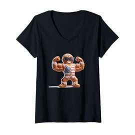 Womens Cool Gym Cookie Man Costume for Gingerbread Lovers V-Neck T-Shirt