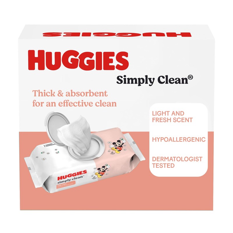 Huggies Simply Clean Fresh Scent Baby Wipes, 3 Flip-Top Packs