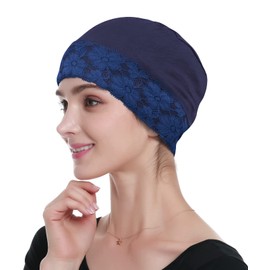 Warm Bamboo Chemo Caps for Women Sleeping Lightweight Navy