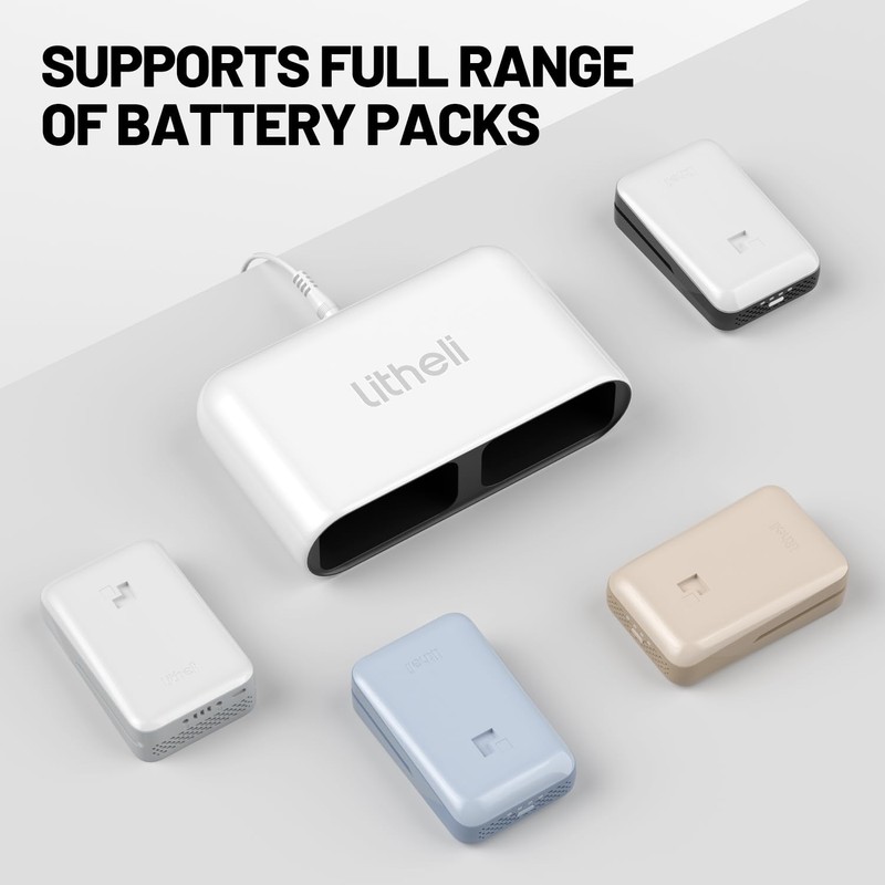 Litheli Charger for U20 Battery – 50-Minute Fast Dual Charging,