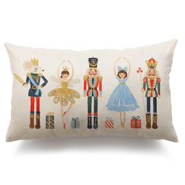 Merry Christmas Throw Pillow Cover 12x20 Inch Nutcracker Christmas Decor Winter Holiday Party Cushion Case Decoration for Sofa Couch YK-141A12