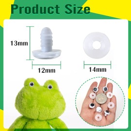 TOAOB 50pcs Plastic Safety Eyes 12mm Black White Wiggle Googly Eyes Craft Eyes with Washers for Soft Doll Making Plush Animal Crochet Toys