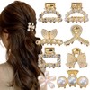 8 fermagli per capelli con perle dorate, piccole clip per