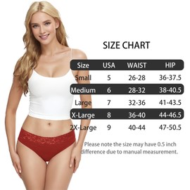 PUBMIND Women Cotton Underwear Bikini Panties Lace Soft Hipster Panty Ladies Stretch Full Briefs (X-Large, 5Pack Dark Color)