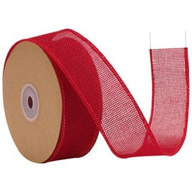 G2PLUS 4cm Wired Burlap Ribbon, Red Wired Ribbon for Crafting,10m Hessian Wired Ribbon for Bows Making, Wired Ribbon for Gift Wrapping, Wired Ribbon for Wreaths, Christmas Decoration