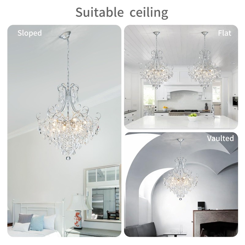 WUZUPS Crystal Chandelier 10-Light Pendant Ceiling Light Modern Lighting Fixture